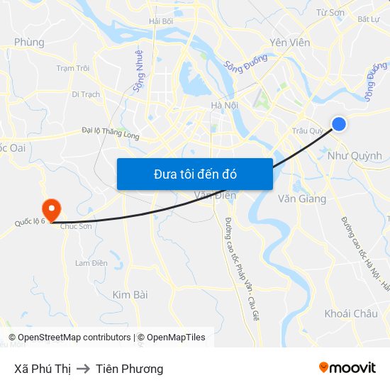 Xã Phú Thị to Tiên Phương map