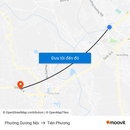 Phường Dương Nội to Tiên Phương map