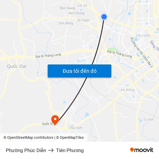 Phường Phúc Diễn to Tiên Phương map