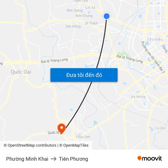 Phường Minh Khai to Tiên Phương map