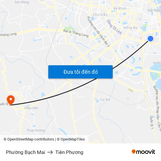 Phường Bạch Mai to Tiên Phương map