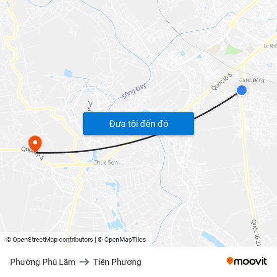 Phường Phú Lãm to Tiên Phương map