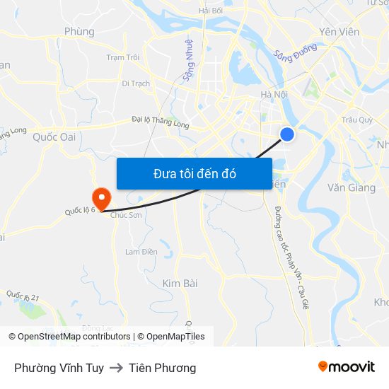 Phường Vĩnh Tuy to Tiên Phương map