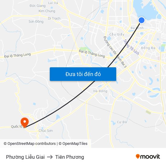 Phường Liễu Giai to Tiên Phương map