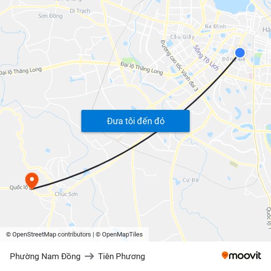 Phường Nam Đồng to Tiên Phương map