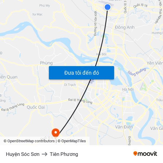 Huyện Sóc Sơn to Tiên Phương map