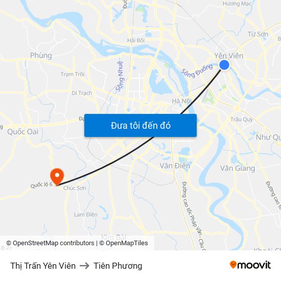 Thị Trấn Yên Viên to Tiên Phương map