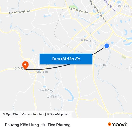 Phường Kiến Hưng to Tiên Phương map