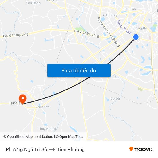 Phường Ngã Tư Sở to Tiên Phương map
