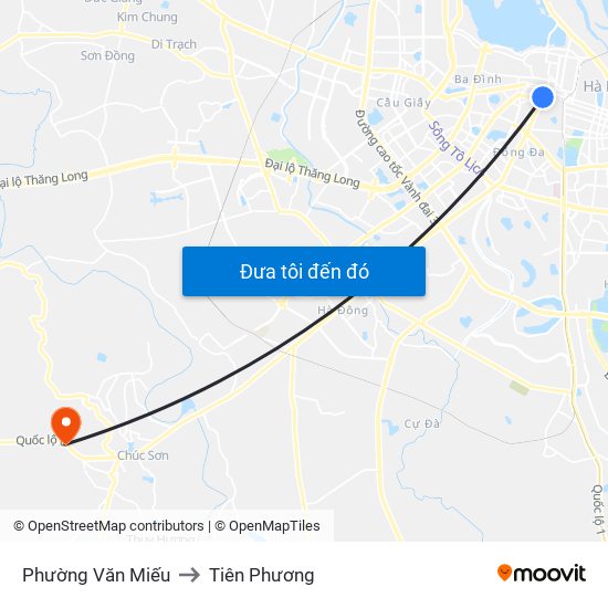 Phường Văn Miếu to Tiên Phương map