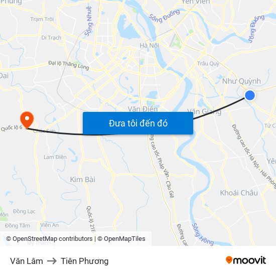 Văn Lâm to Tiên Phương map