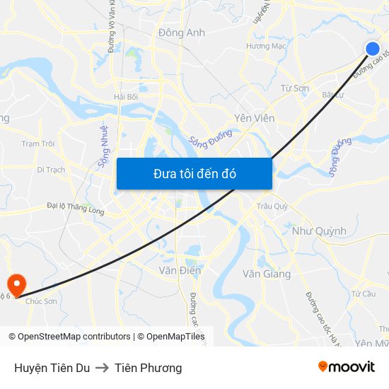 Huyện Tiên Du to Tiên Phương map