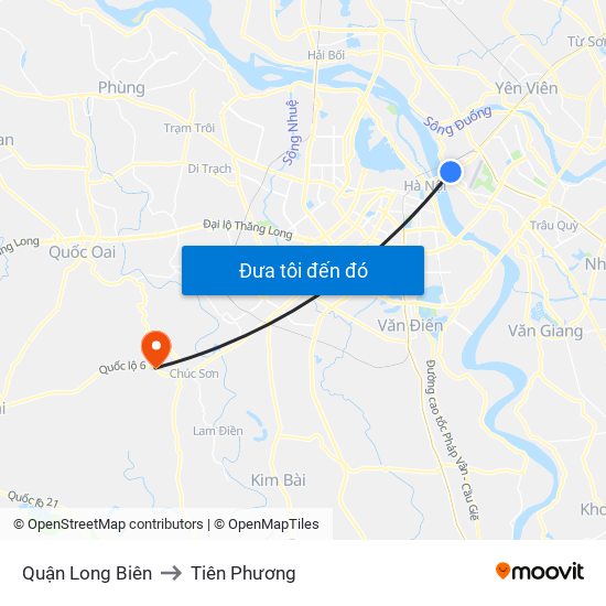 Quận Long Biên to Tiên Phương map