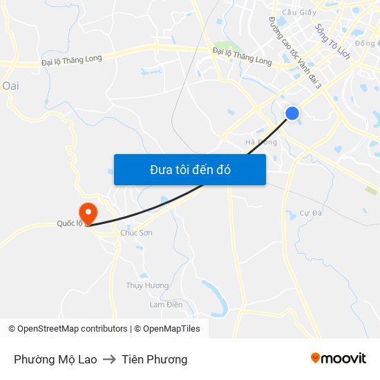 Phường Mộ Lao to Tiên Phương map