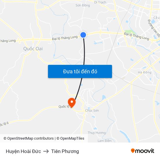 Huyện Hoài Đức to Tiên Phương map