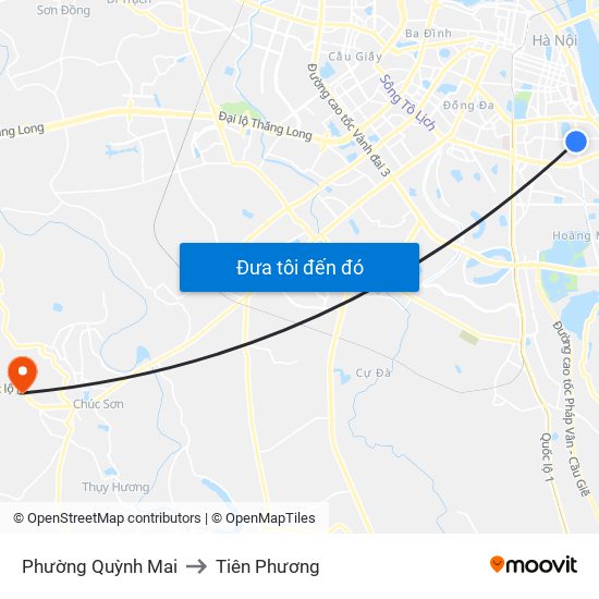 Phường Quỳnh Mai to Tiên Phương map