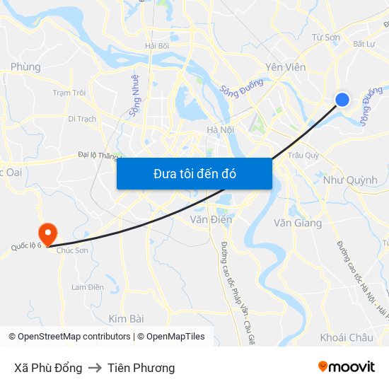 Xã Phù Đổng to Tiên Phương map