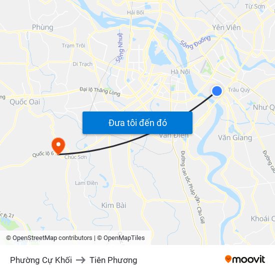 Phường Cự Khối to Tiên Phương map