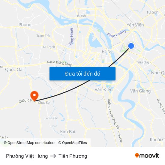 Phường Việt Hưng to Tiên Phương map