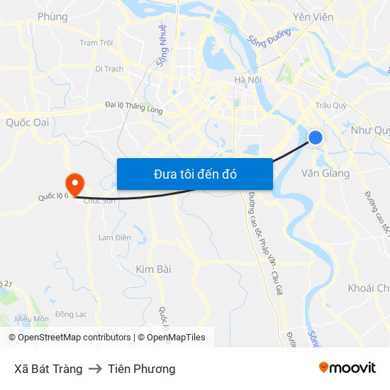 Xã Bát Tràng to Tiên Phương map