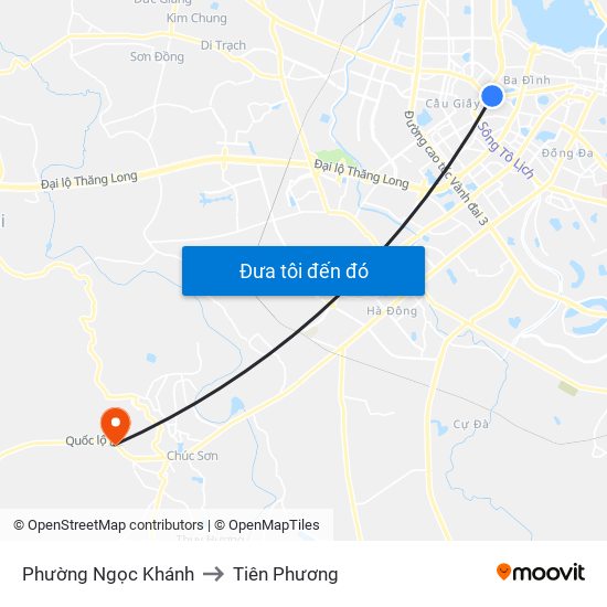 Phường Ngọc Khánh to Tiên Phương map