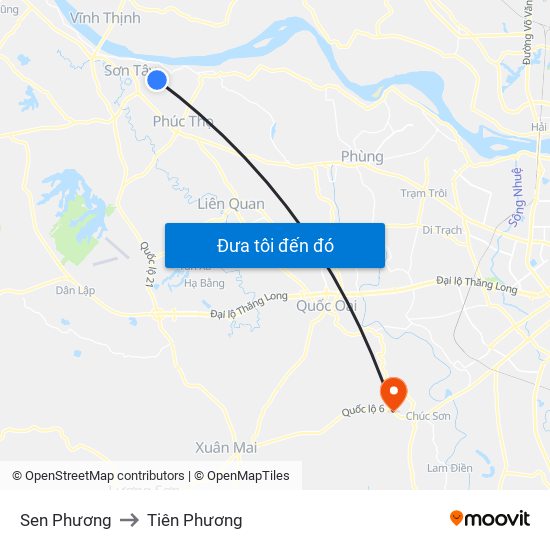 Sen Phương to Tiên Phương map