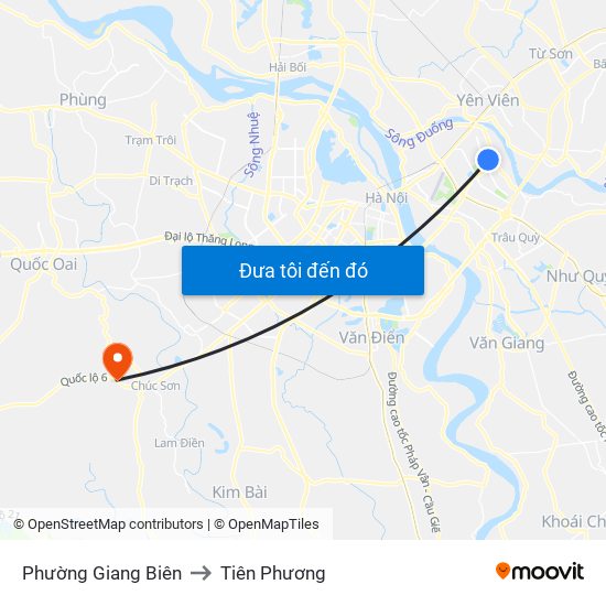 Phường Giang Biên to Tiên Phương map
