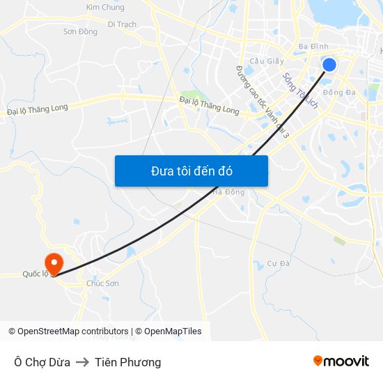Ô Chợ Dừa to Tiên Phương map