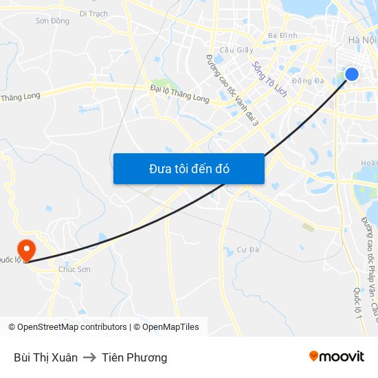 Bùi Thị Xuân to Tiên Phương map