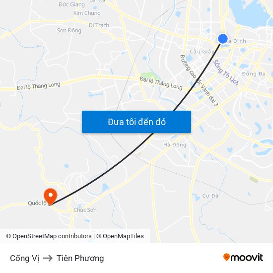 Cống Vị to Tiên Phương map