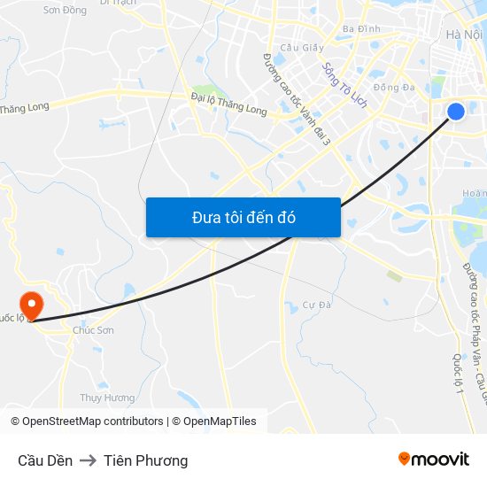Cầu Dền to Tiên Phương map