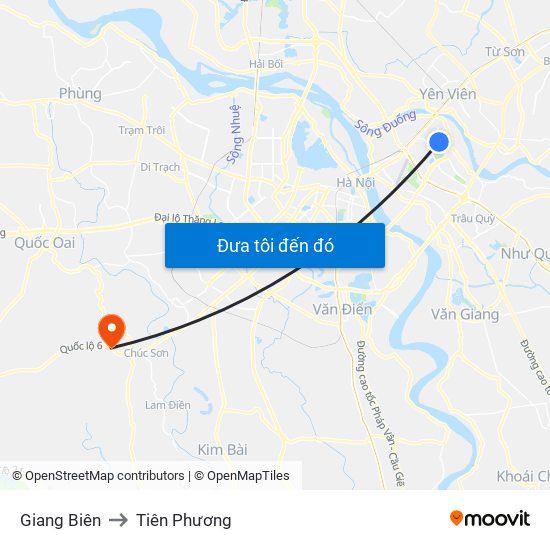 Giang Biên to Tiên Phương map