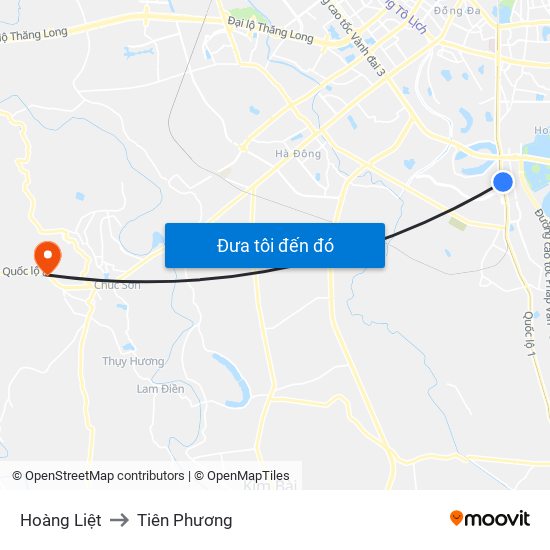 Hoàng Liệt to Tiên Phương map