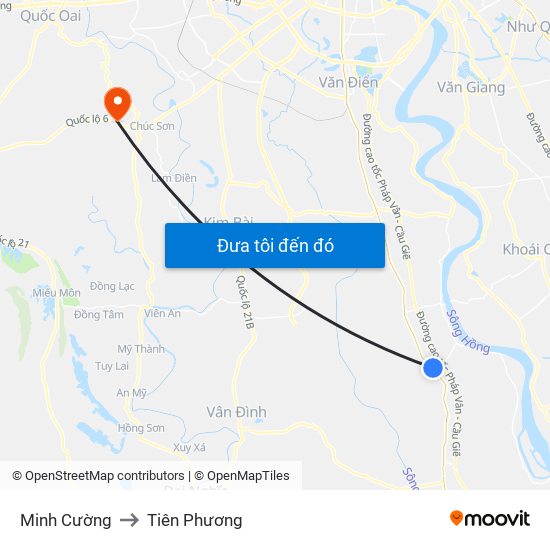 Minh Cường to Tiên Phương map