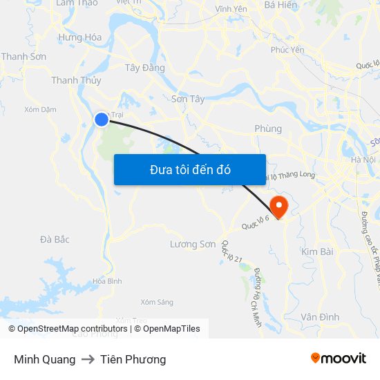 Minh Quang to Tiên Phương map