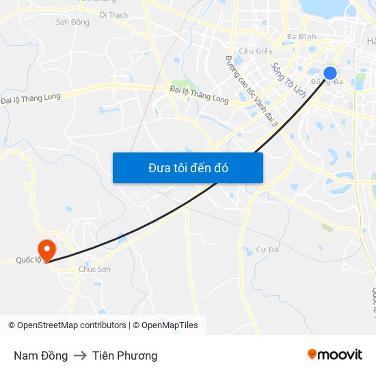 Nam Đồng to Tiên Phương map