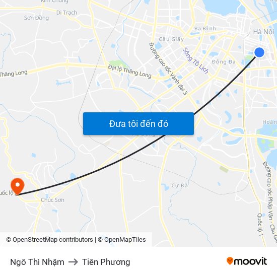Ngô Thì Nhậm to Tiên Phương map