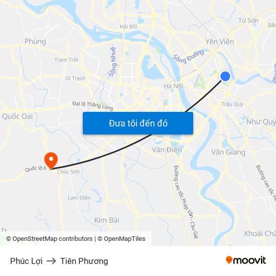 Phúc Lợi to Tiên Phương map