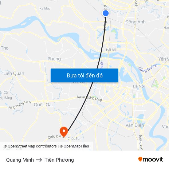 Quang Minh to Tiên Phương map