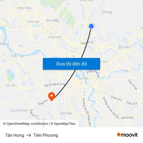 Tân Hưng to Tiên Phương map