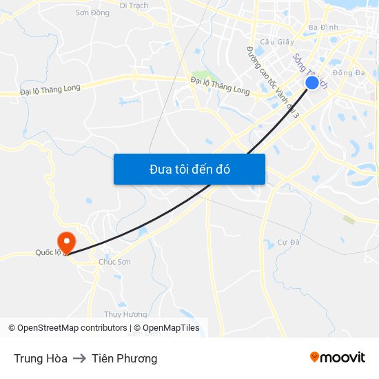 Trung Hòa to Tiên Phương map