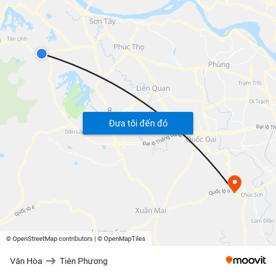 Vân Hòa to Tiên Phương map