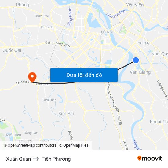 Xuân Quan to Tiên Phương map