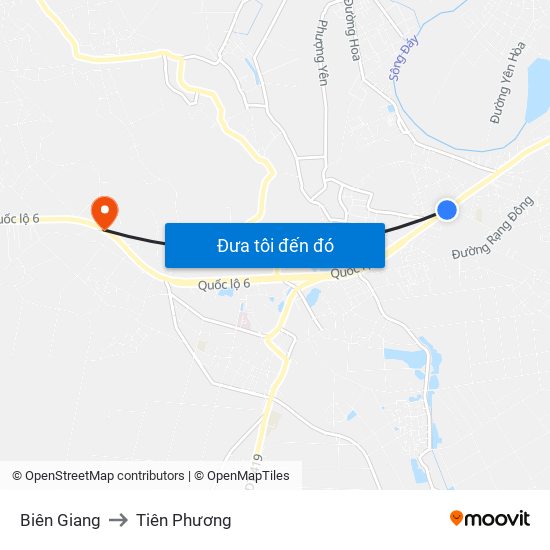 Biên Giang to Tiên Phương map