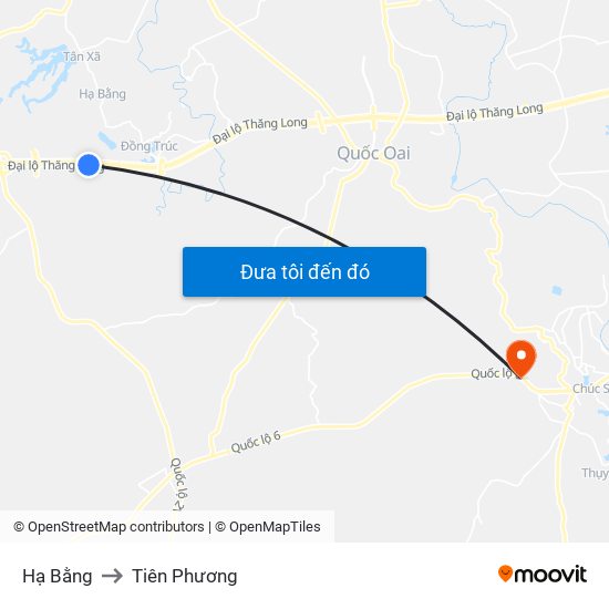 Hạ Bằng to Tiên Phương map