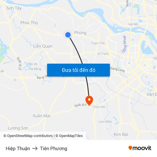 Hiệp Thuận to Tiên Phương map