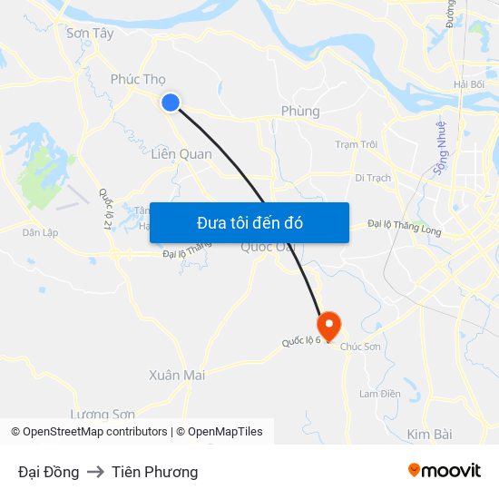 Đại Đồng to Tiên Phương map