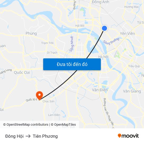 Đông Hội to Tiên Phương map