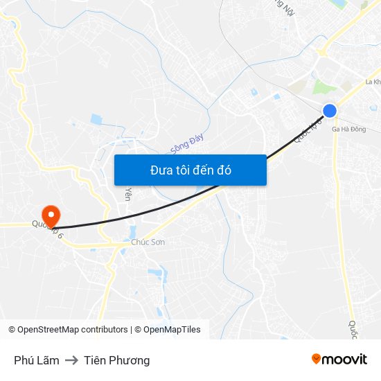 Phú Lãm to Tiên Phương map