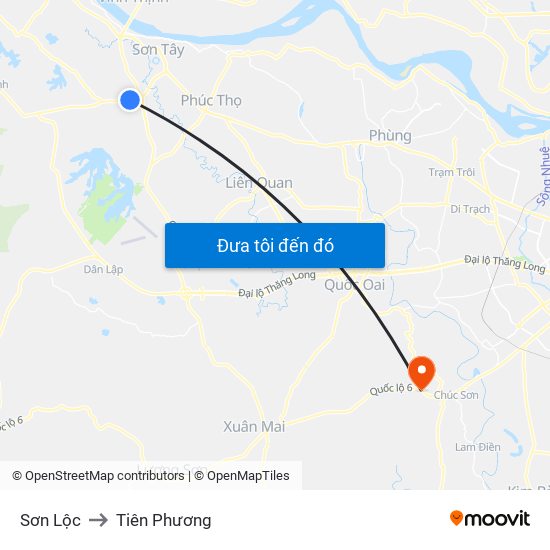 Sơn Lộc to Tiên Phương map